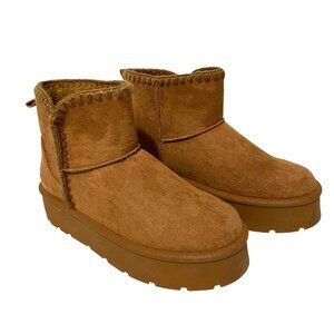 Danskin Womens Beignet Slip On Platform Boots Size 10 Chestnut Brown Boho Hippie